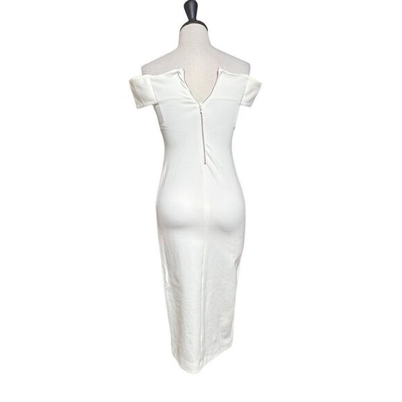 Zara Trafaluc Off TheShoulder Bodycon Tea Length Pencil Dress Small - Picture 3 of 5